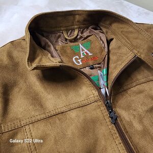 Designer G.A. Milano Italy Biker Suede Jacket Large Camel Color Size L